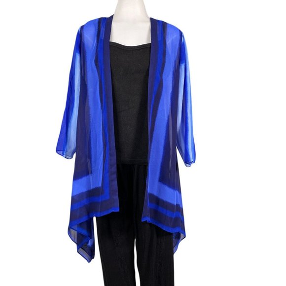 Travelers Collection by Chico's Sheer Blue Kimono - Picture 2 of 9